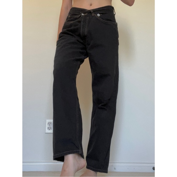VINTAGE IAMKOKO.LA LEVI’S 550 BLACK REWORKED CRISSCROSS WAISTLINE - Picture 3 of 4
